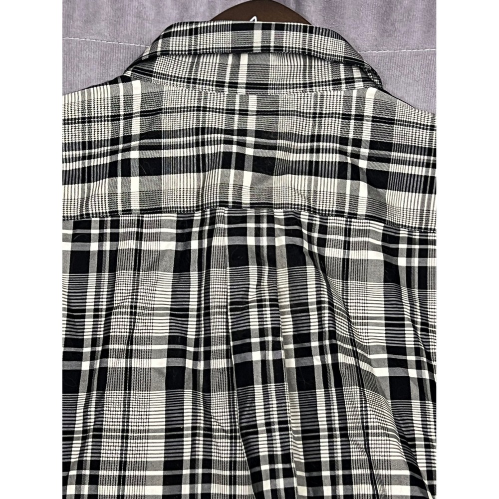 Lands' End Button Down Shirt Mens 3XL Black White Excellent No Iron Twill Plaid - Picture 4 of 6
